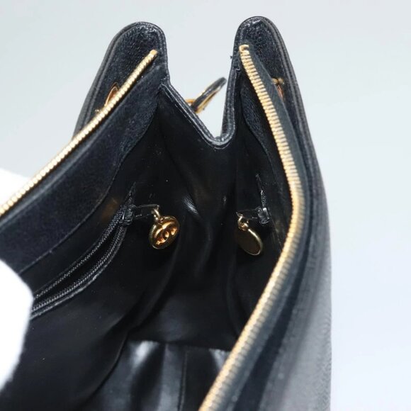 CHANEL COCO Mark Chain Shoulder Bag Grained Calf Skin Black Gold CC Auth 132292 - Picture 13 of 16